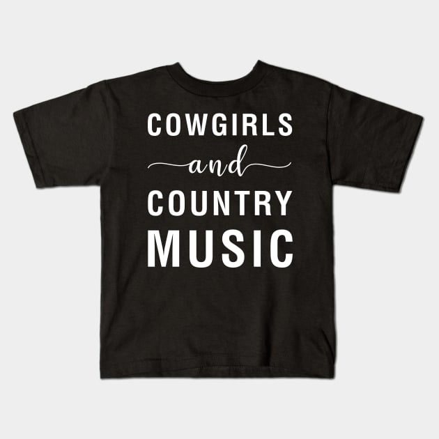 Cow Girls And Country Music Kids T-Shirt by CityNoir